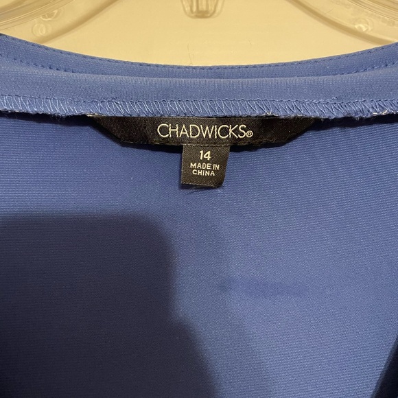 Chadwick’s Shape Blue Faux Wrap Dress - Size 14 - Picture 4 of 6